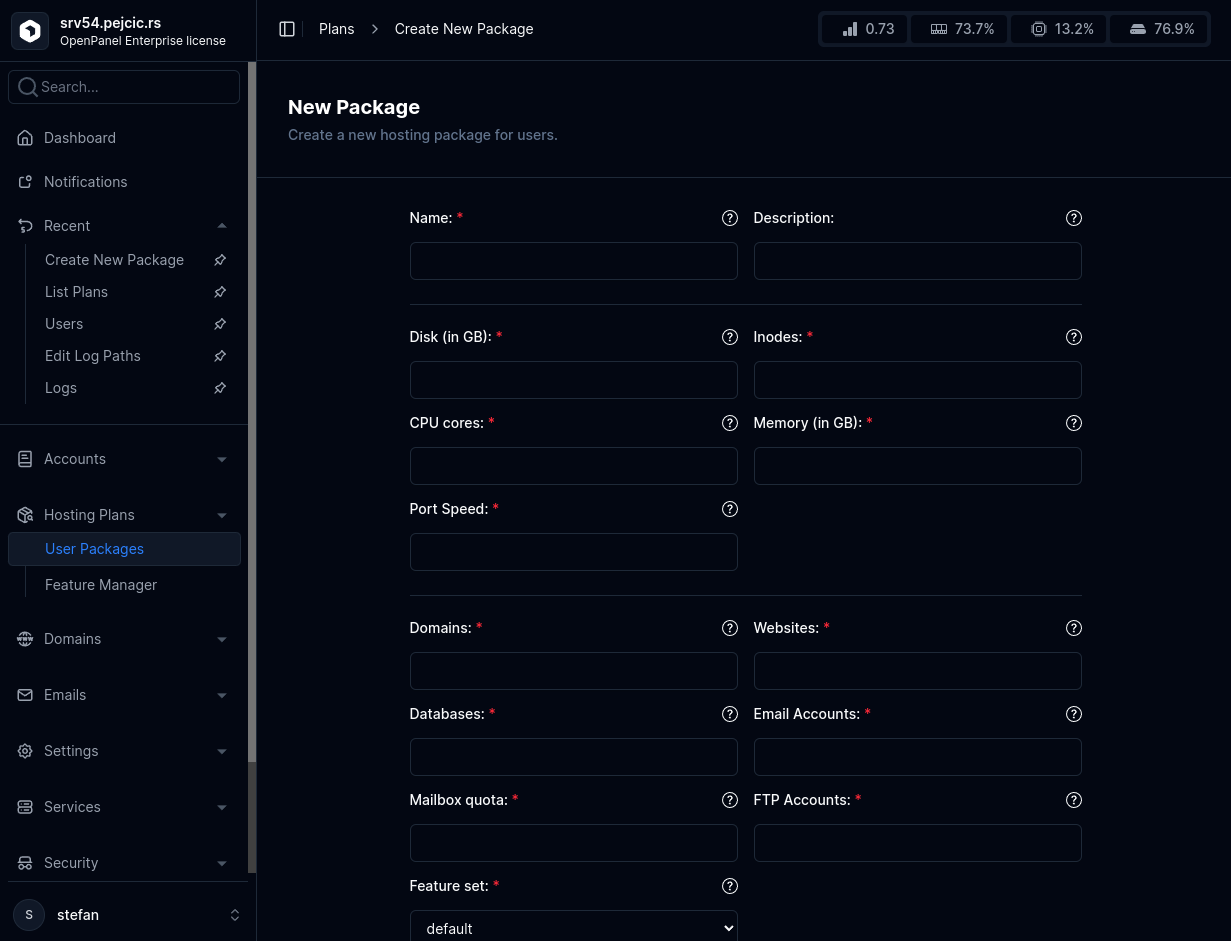 openadmin plans create