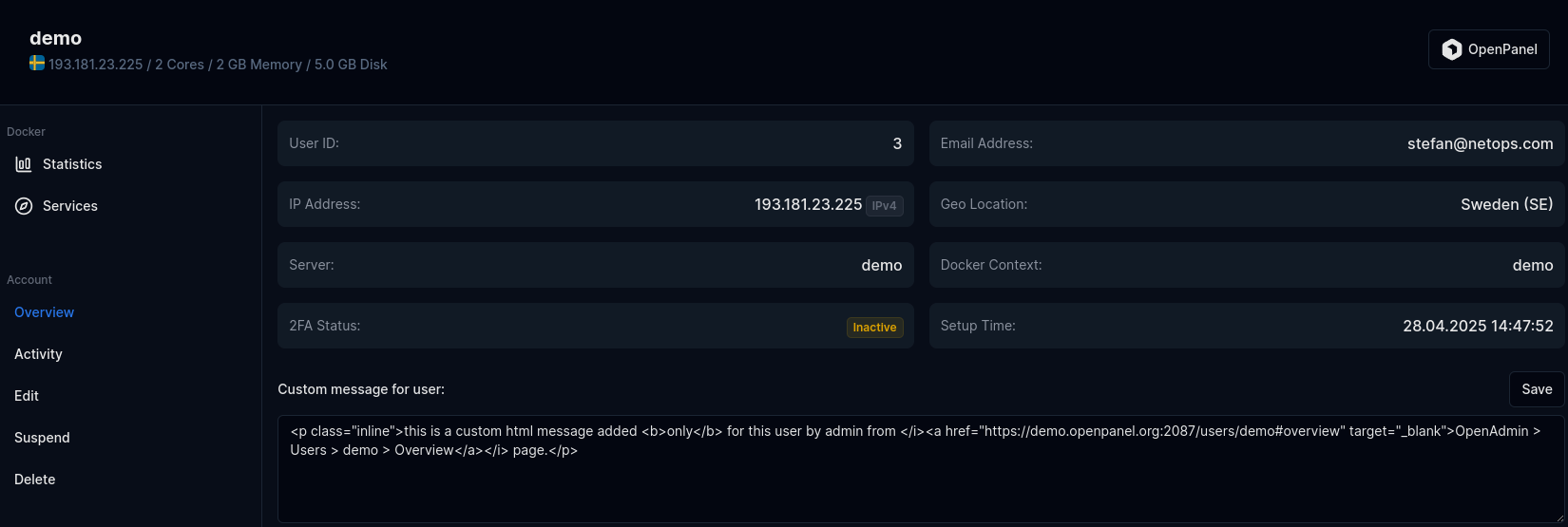 user overview