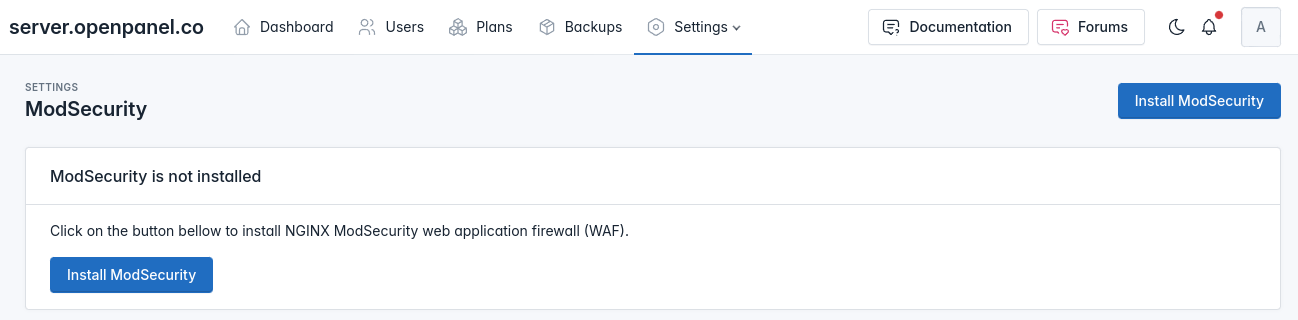 openadmin modsec install