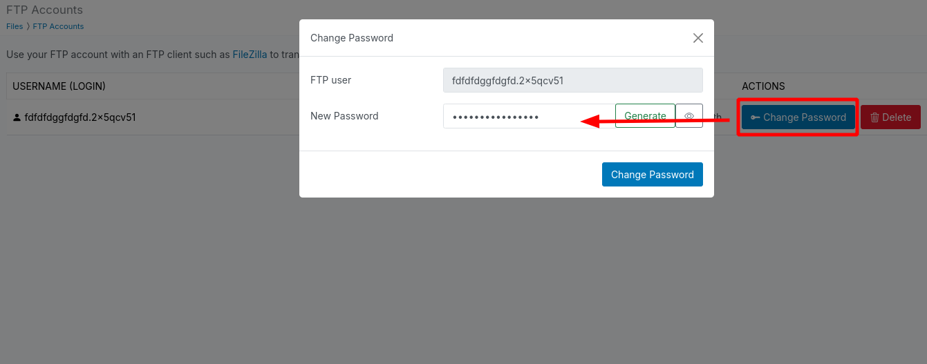 change ftp user password