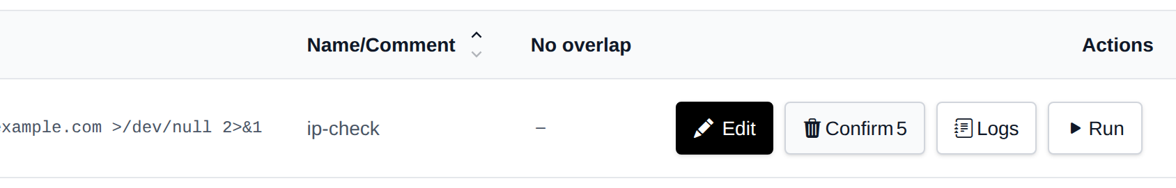 Delete button of a cron job turned into a Confirm button with a countdown after the first click