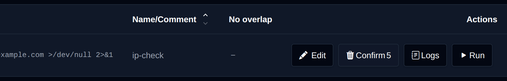 Delete button of a cron job turned into a Confirm button with a countdown after the first click