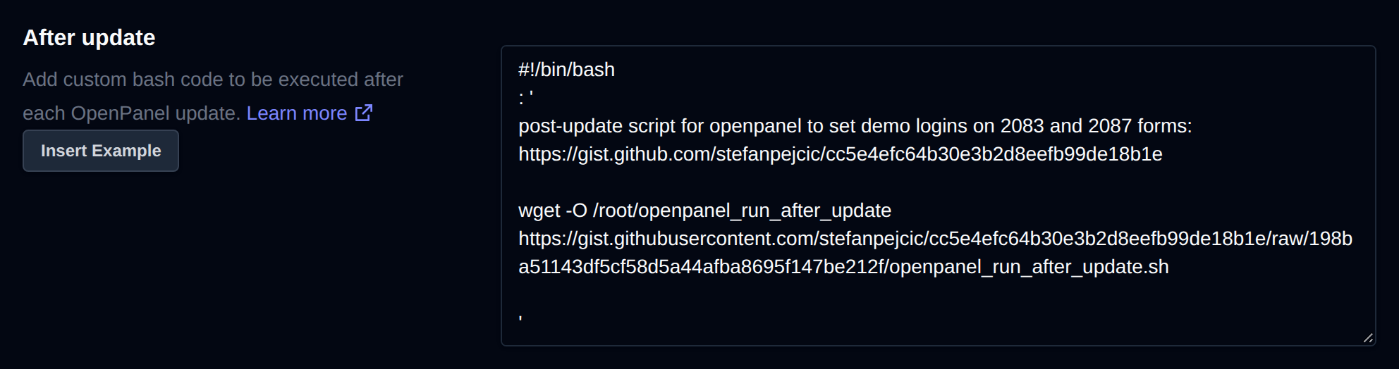 After update script editor