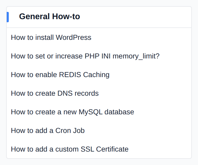 General How-to widget with links to knowledge base articles