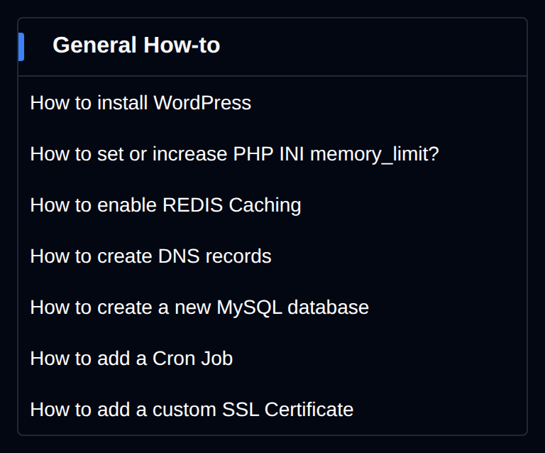 General How-to widget with links to knowledge base articles
