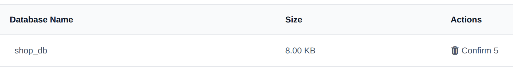 Delete button of a MongoDB database turned into a Confirm button with a countdown after the first click