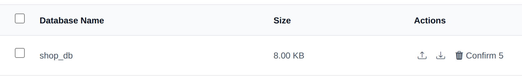 Delete button of a MongoDB database turned into a Confirm button with a countdown after the first click