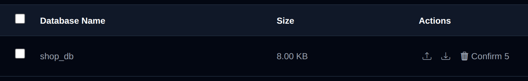Delete button of a MongoDB database turned into a Confirm button with a countdown after the first click
