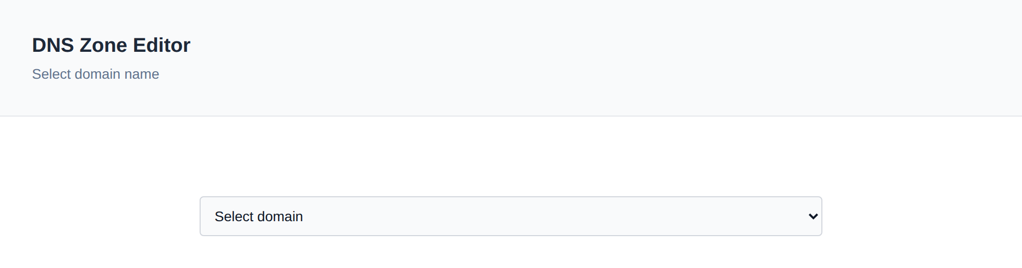 DNS Zone Editor with the domain dropdown