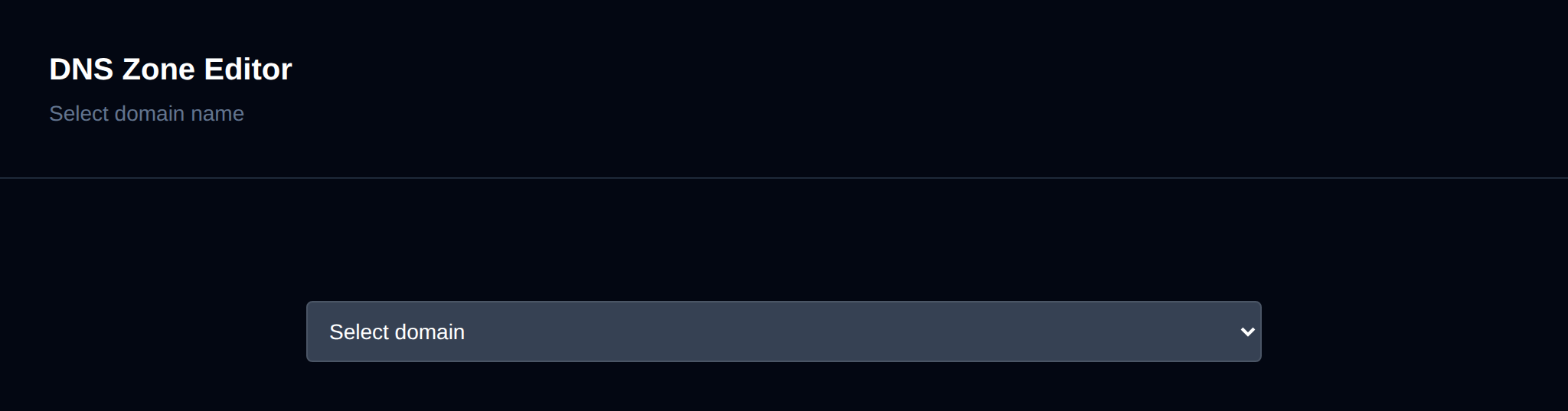 DNS Zone Editor with the domain dropdown