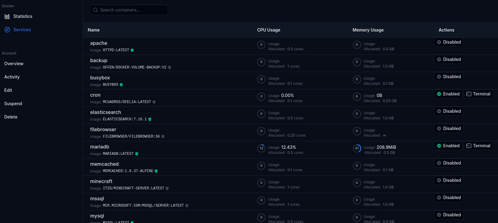 docker services