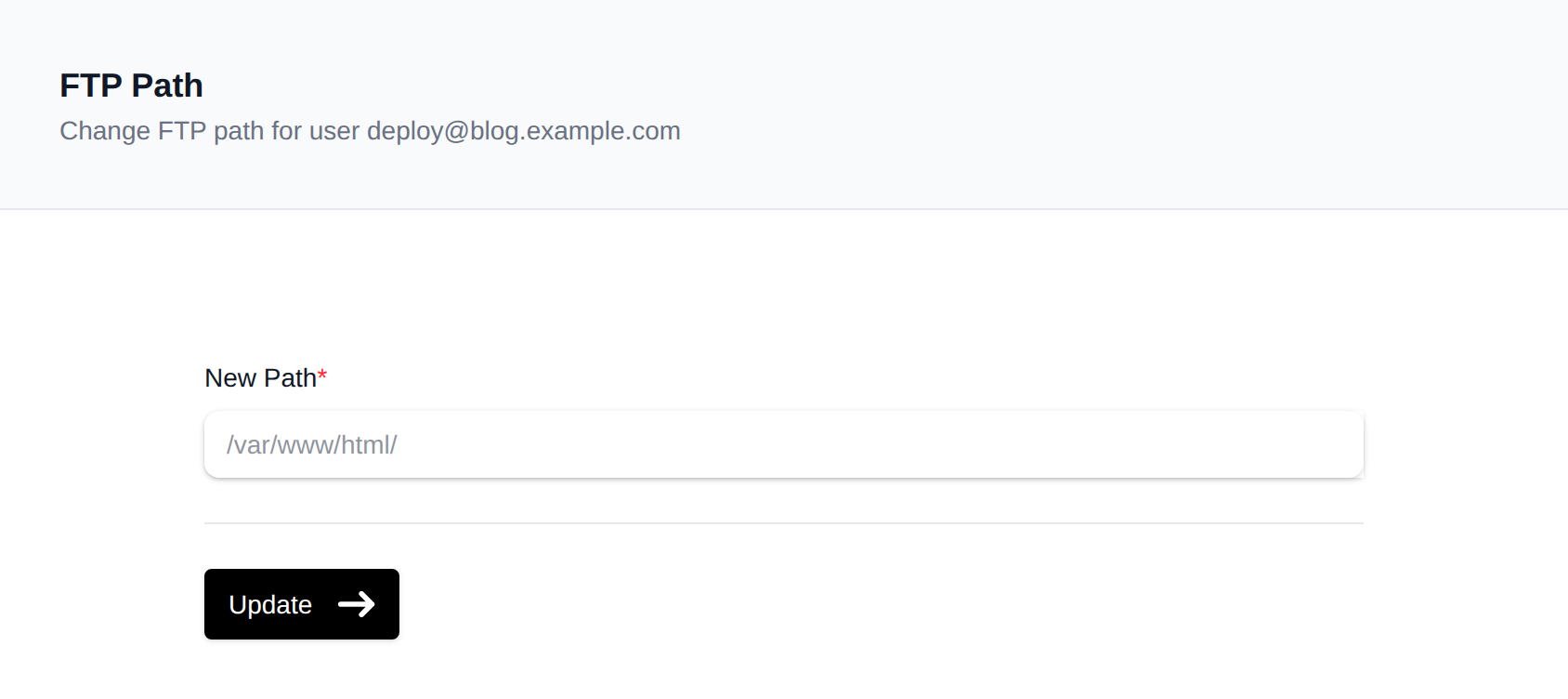Change FTP path form with the folder field