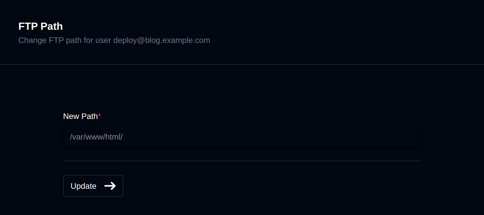 Change FTP path form with the folder field