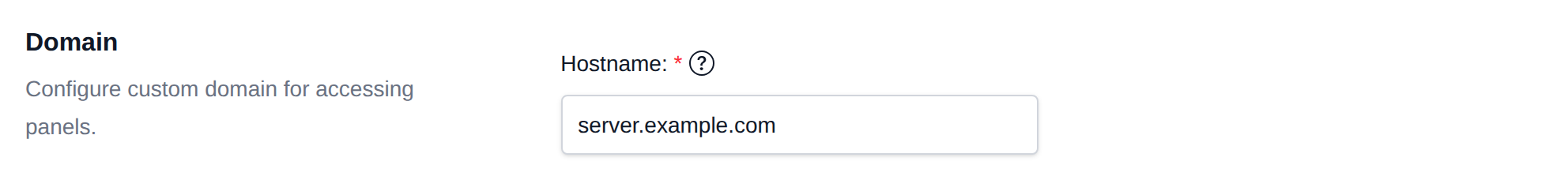 Domain section of General Settings with the hostname field