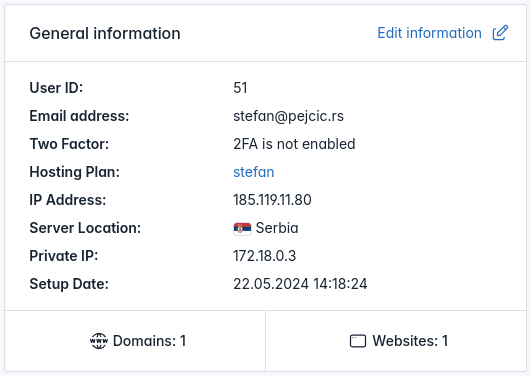 openadmin users single user view general info