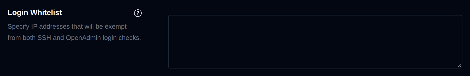 SSH Allowlist section with the allowed IP addresses