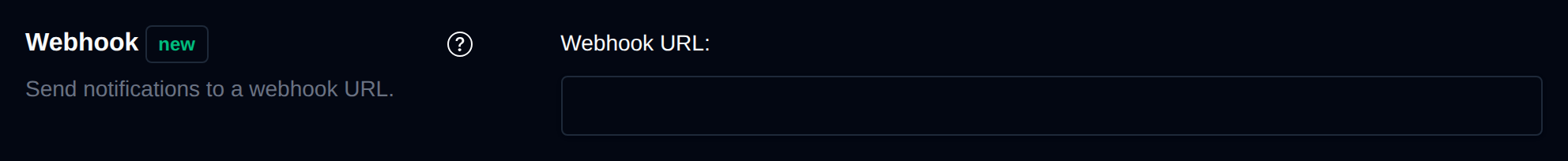 Webhook section with the webhook URL field
