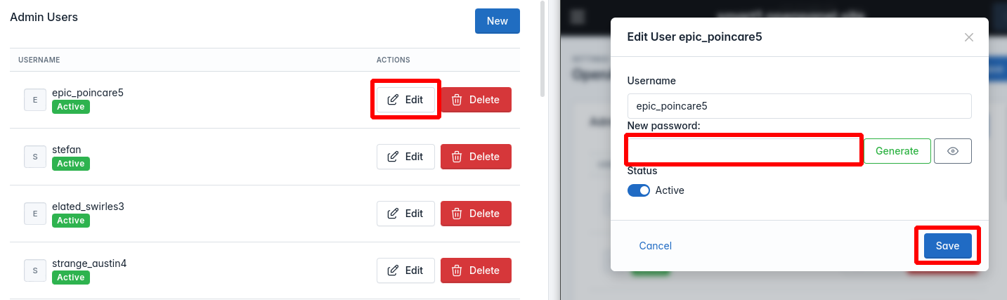 openadmin admin password