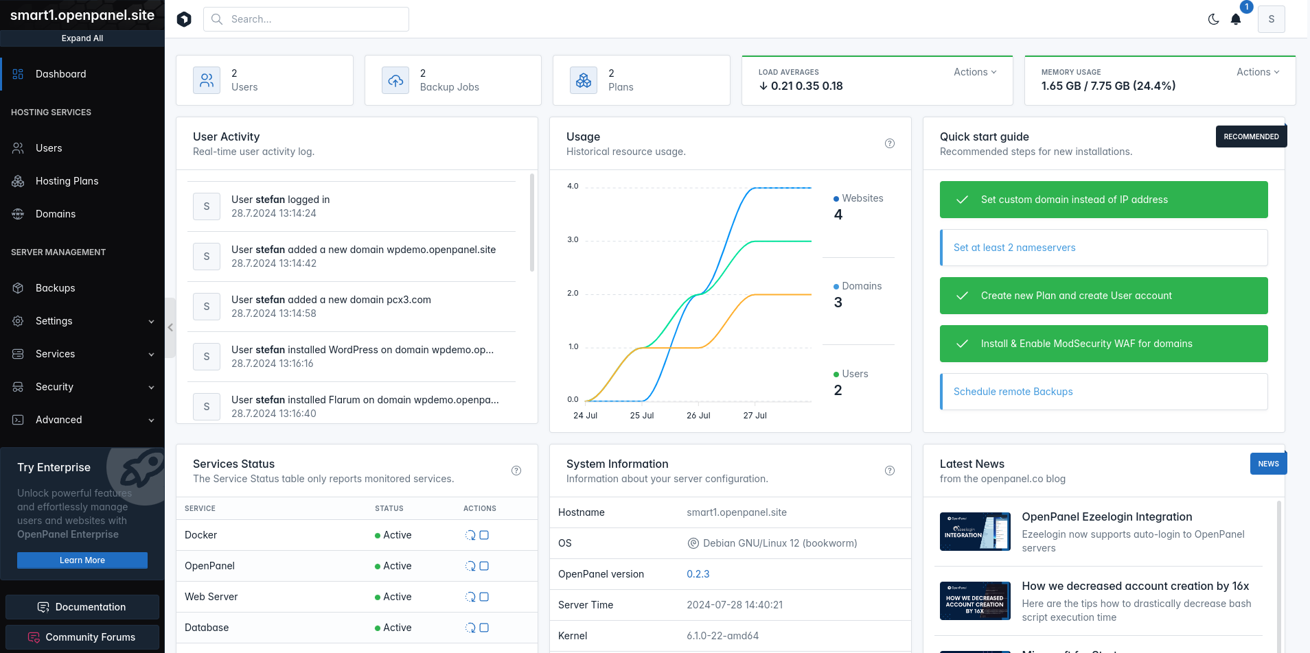 openadmin dashboard