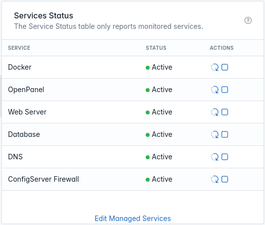 OpenAdmin Dashboard Services Widget