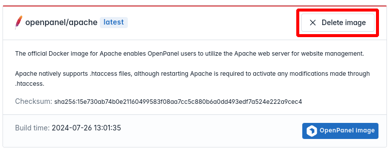 openadmin docker delete image step 1