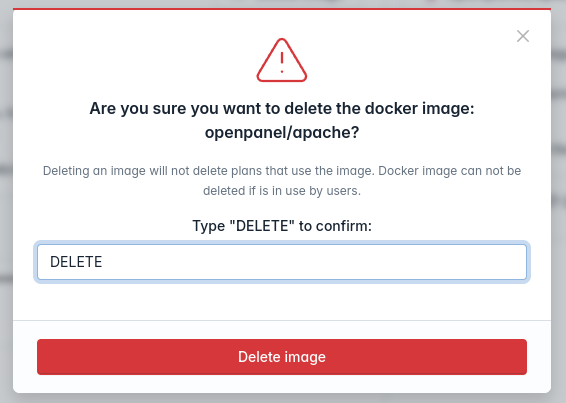 openadmin docker delete image  step 2