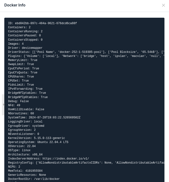 openadmin docker info 1