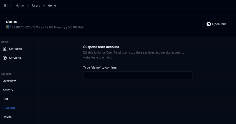 suspend user