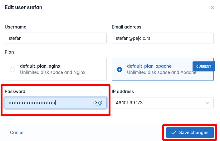 openadmin users reset password step 2