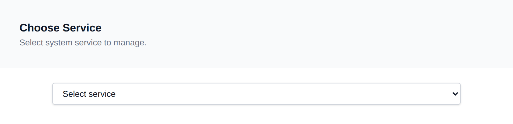 Choose Service page with the service dropdown