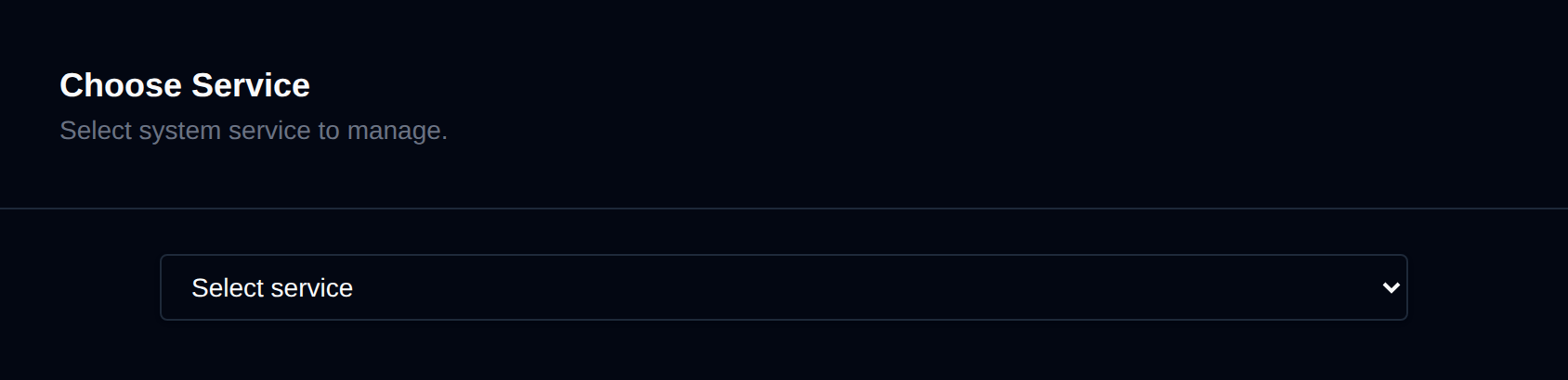 Choose Service page with the service dropdown