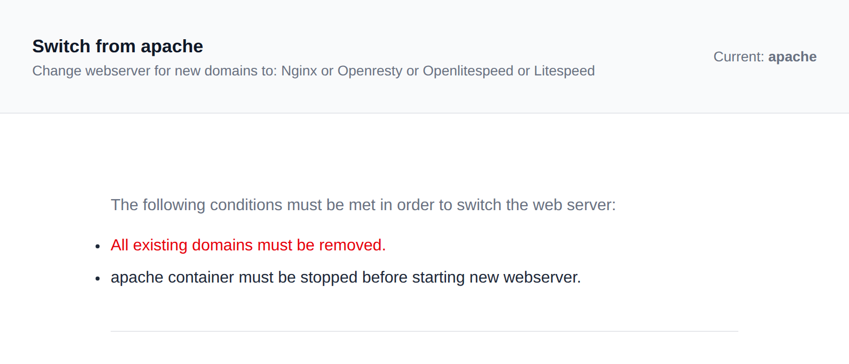 Switch web server page with the conditions for switching to another web server
