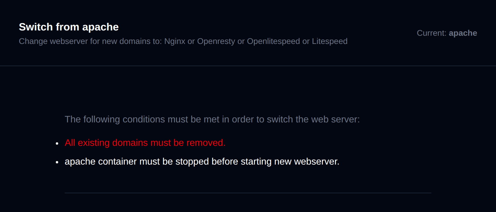Switch web server page with the conditions for switching to another web server