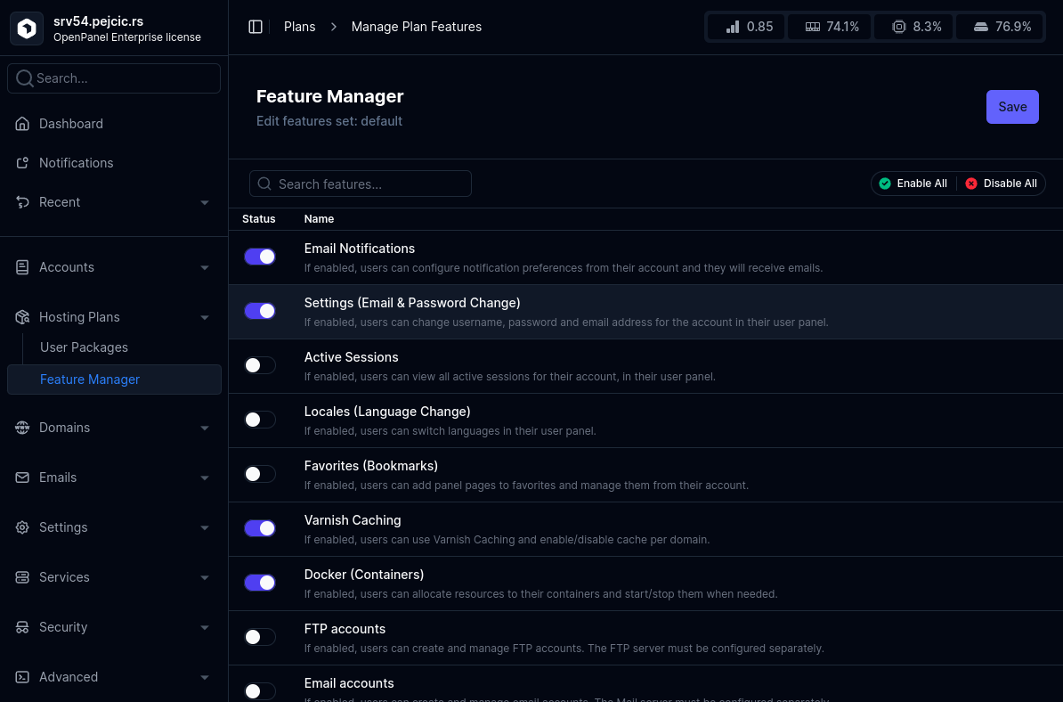 openadmin features