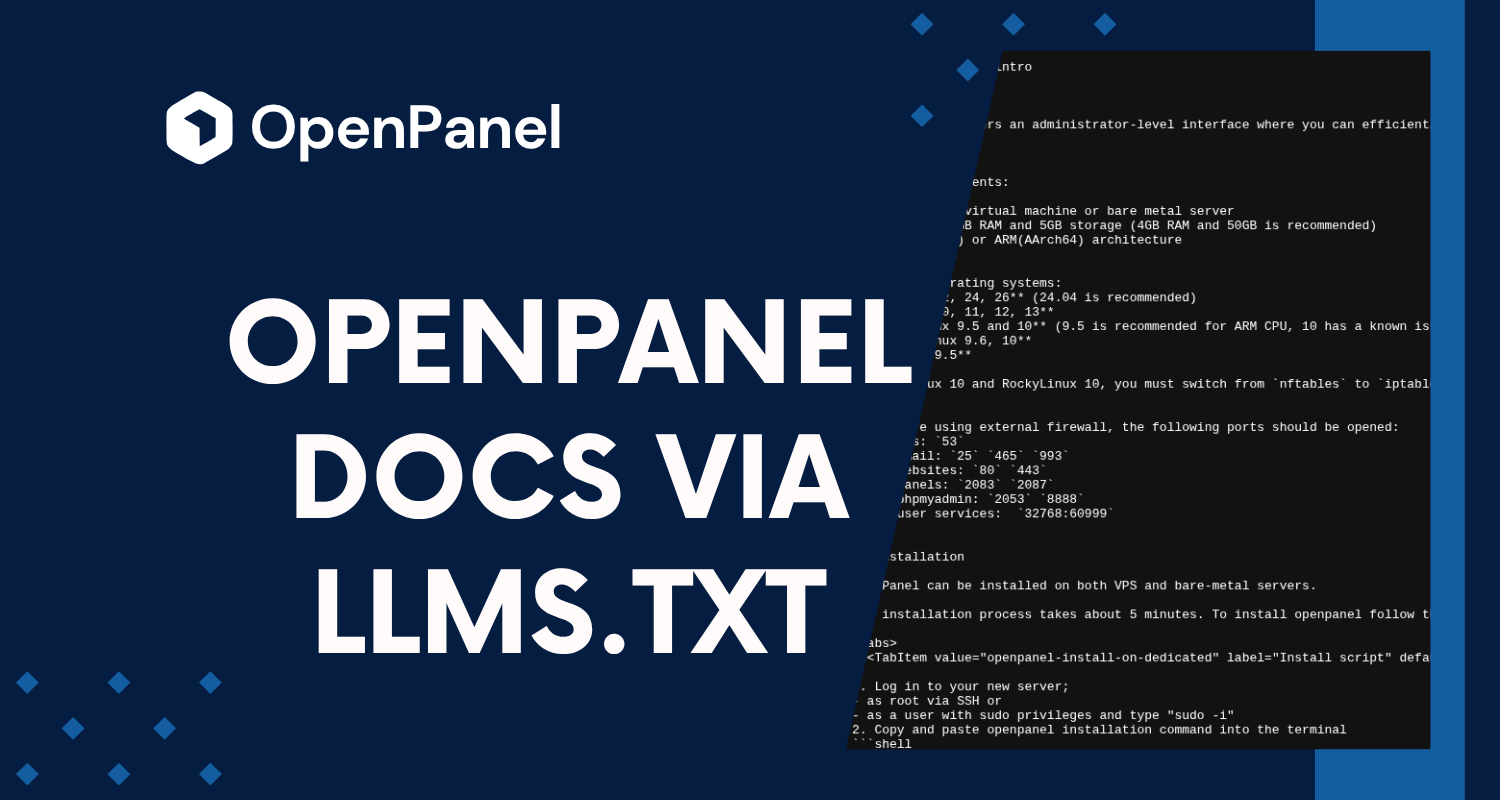 Use AI to Manage Your Server: OpenPanel Docs Now Available via llms.txt