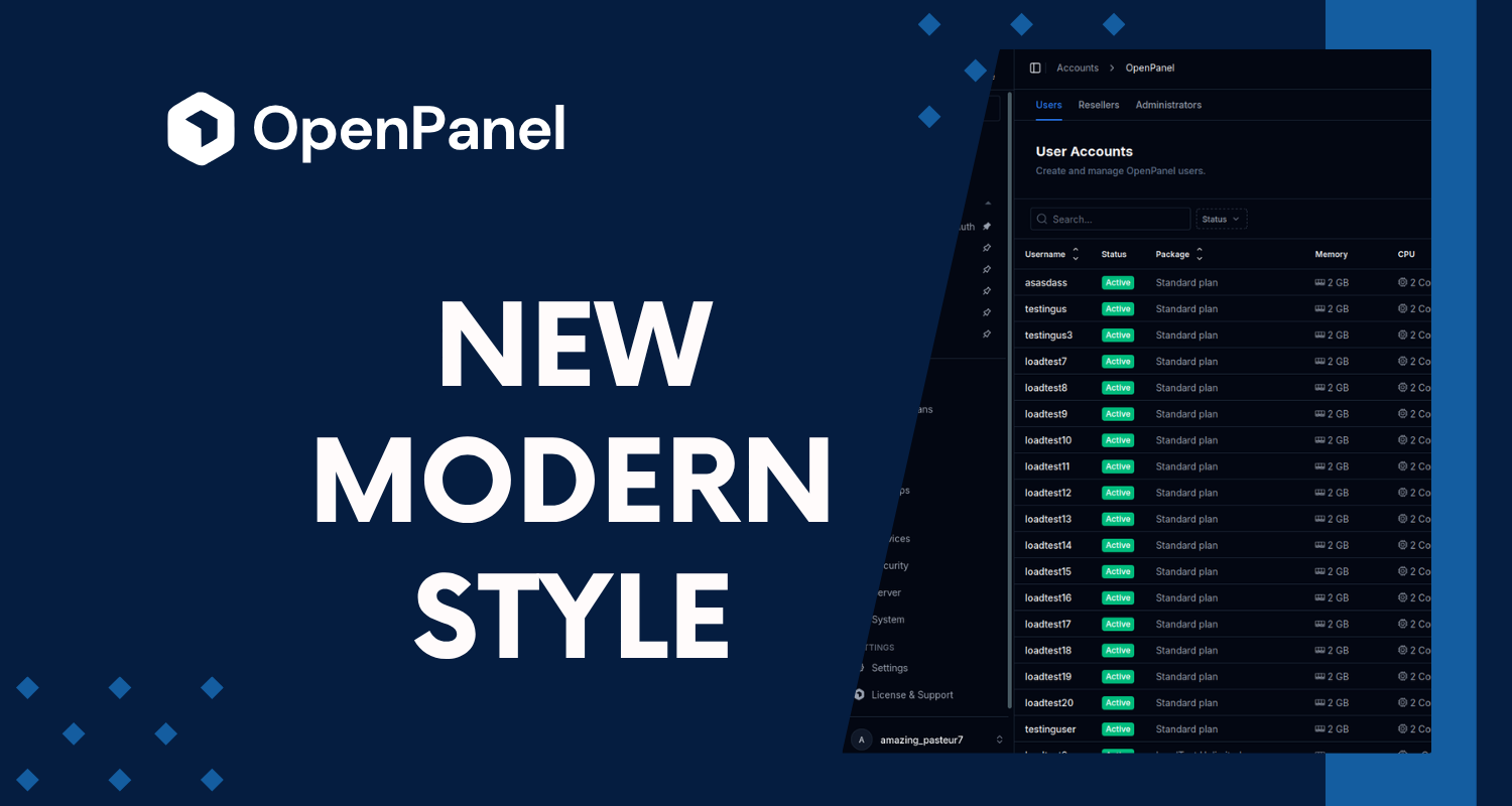 A New Modern Menu in OpenPanel 2.0.11