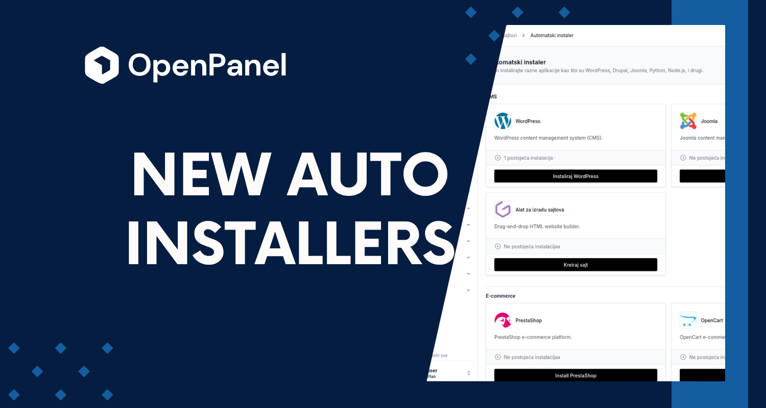 20+ CMS Autoinstallers in OpenPanel 2.0.3