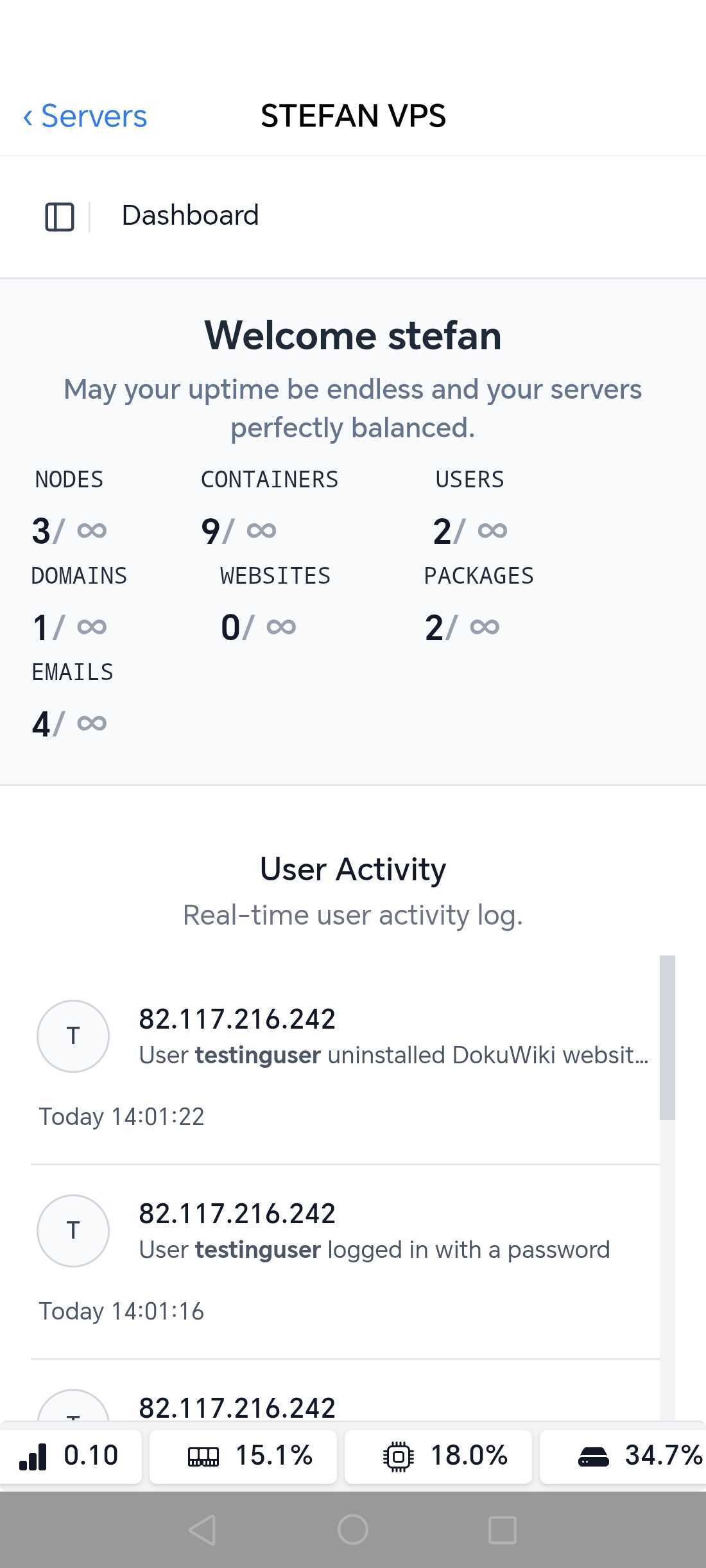 OpenPanel mobile app screenshot