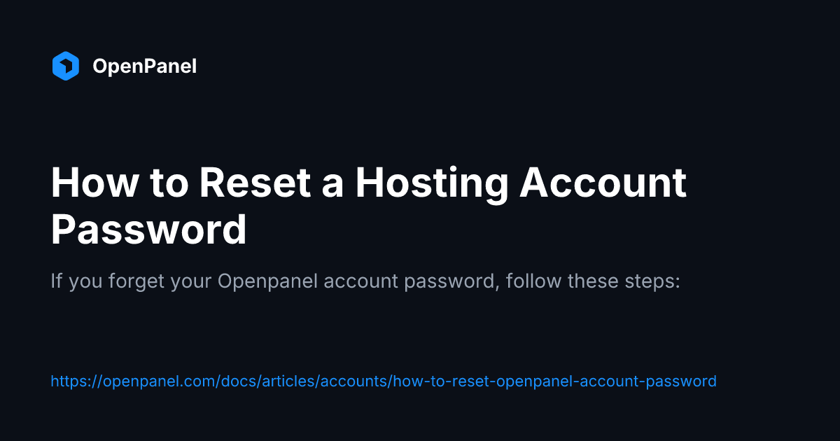 How to Reset a OpenPanel Account Password | OpenPanel