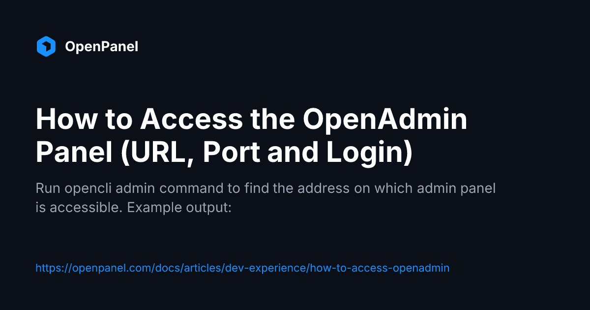 Access OpenAdmin | OpenPanel