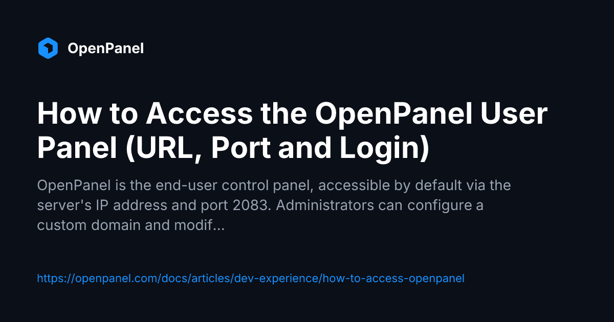 Openpanel Access OpenPanel | OpenPanel