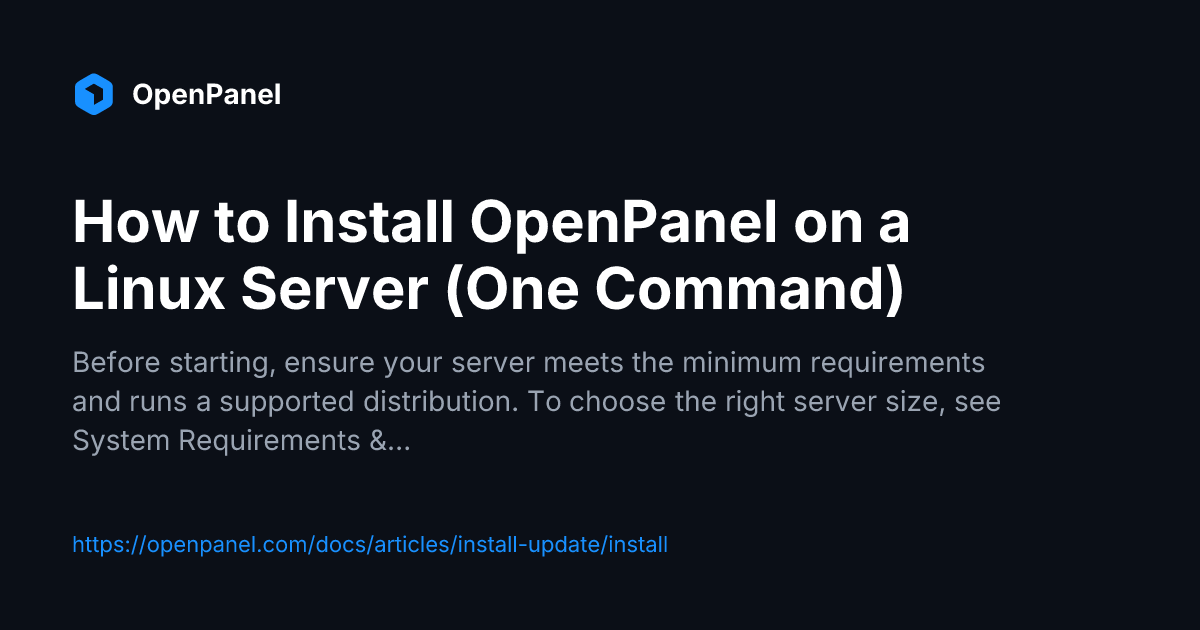 Installing OpenPanel | OpenPanel