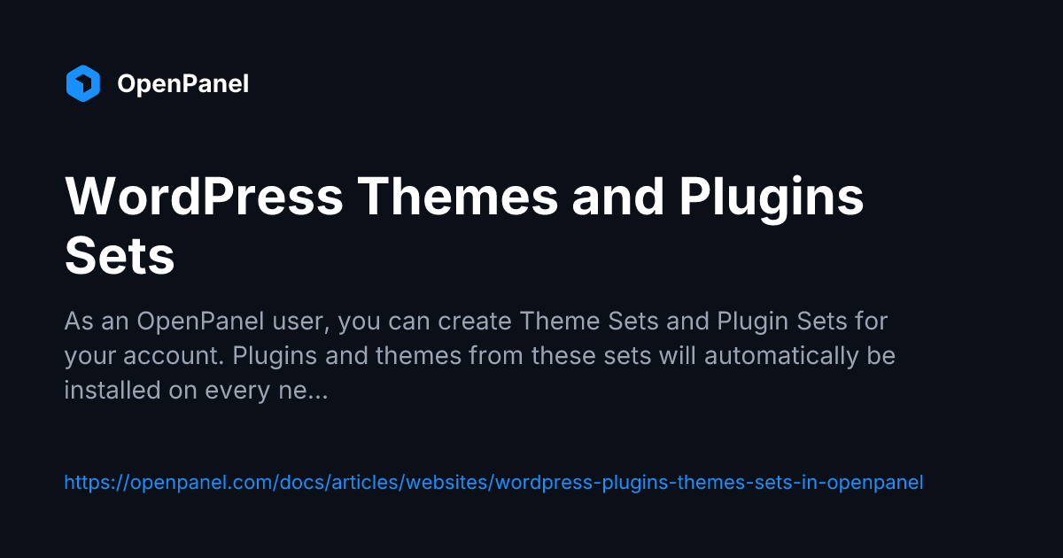 WordPress Themes and Plugins Sets | OpenPanel