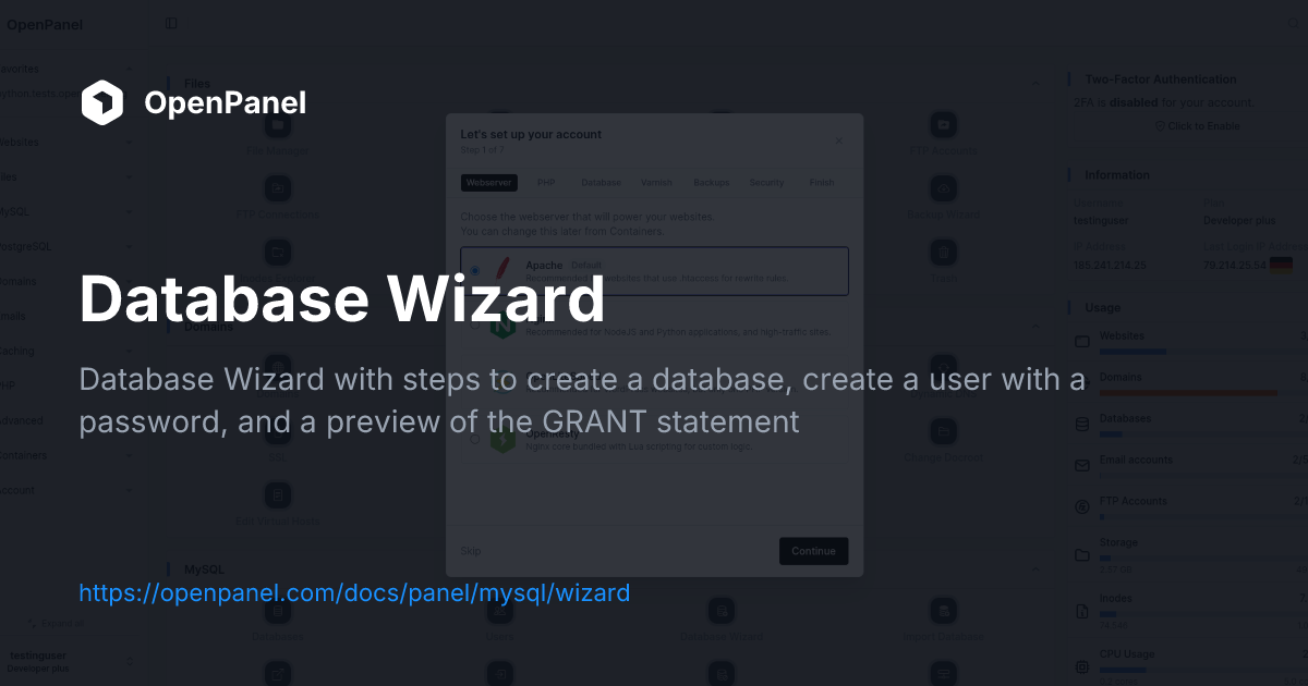 Database Wizard | OpenPanel